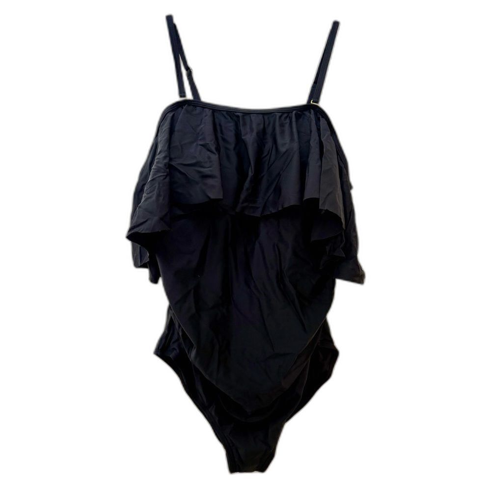 NWT Ladies Pinkblush Black Ruffle Top On/Off Shoulder 1 Piece Swimsuit Size M